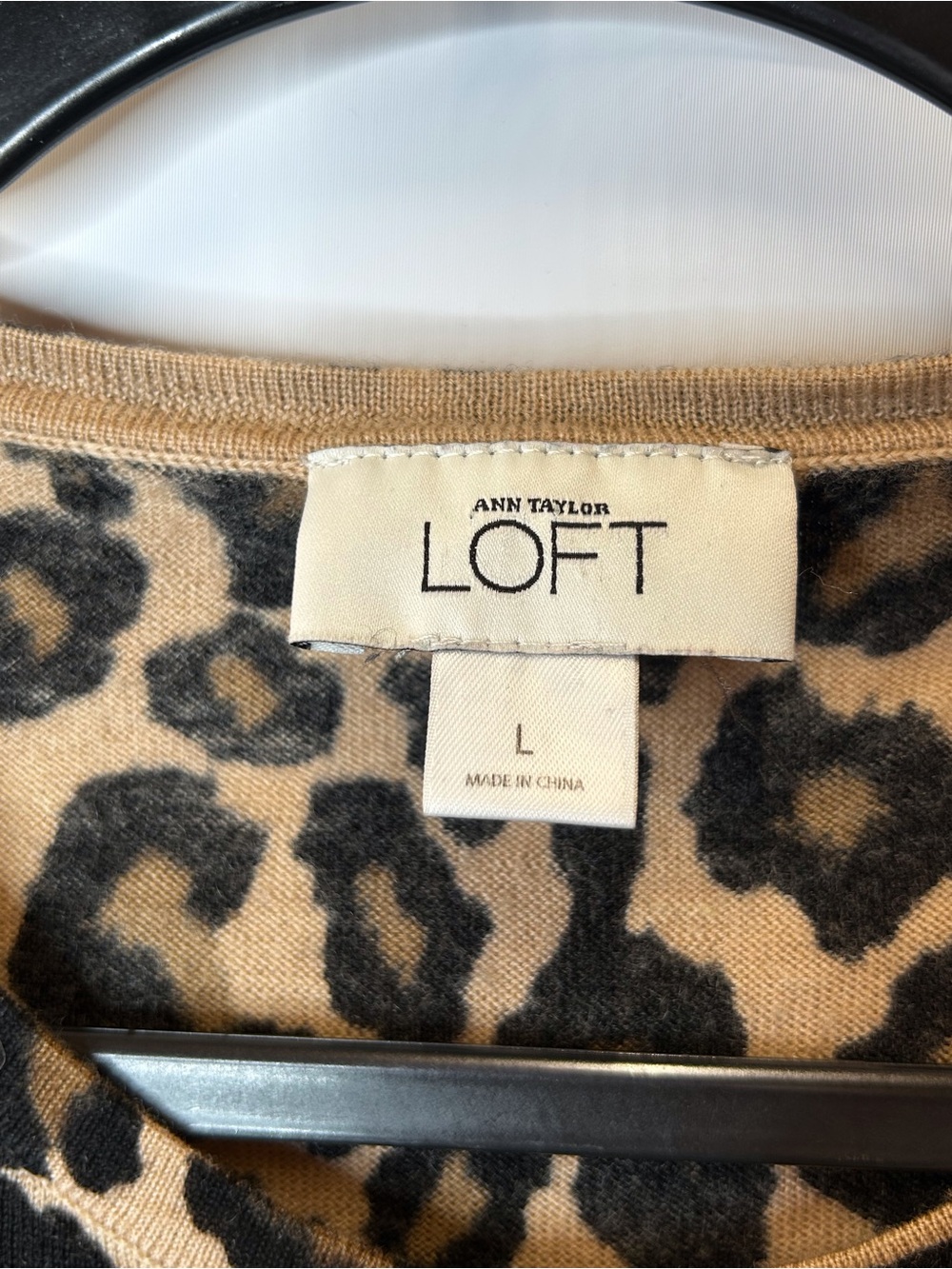 LOFT Leopard Print Button-Front Cardigan - Black & Beige - Picture 5 of 5